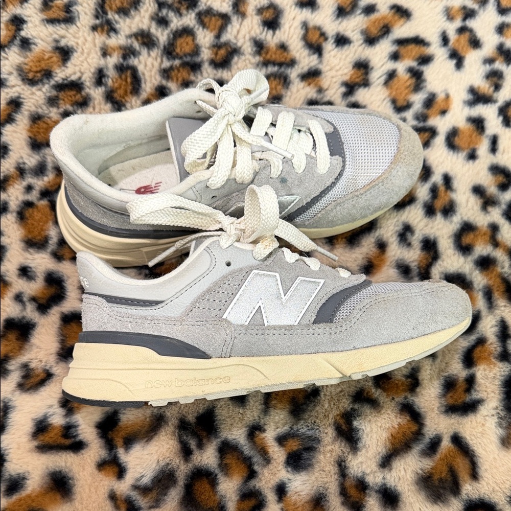 New Balance Kids Light Gray Suede & Mesh Sneakers